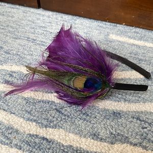 Peacock feathered headband